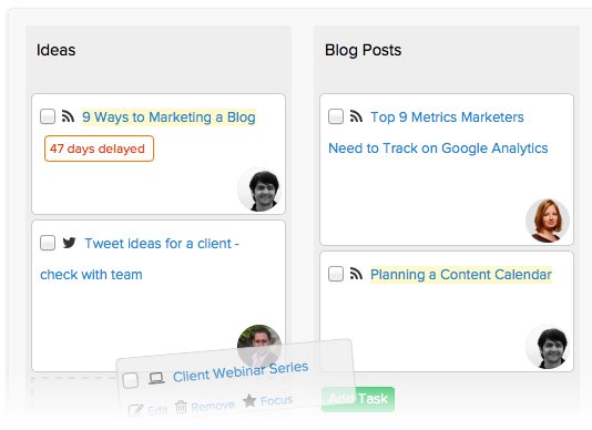 Tasks in Brightpod