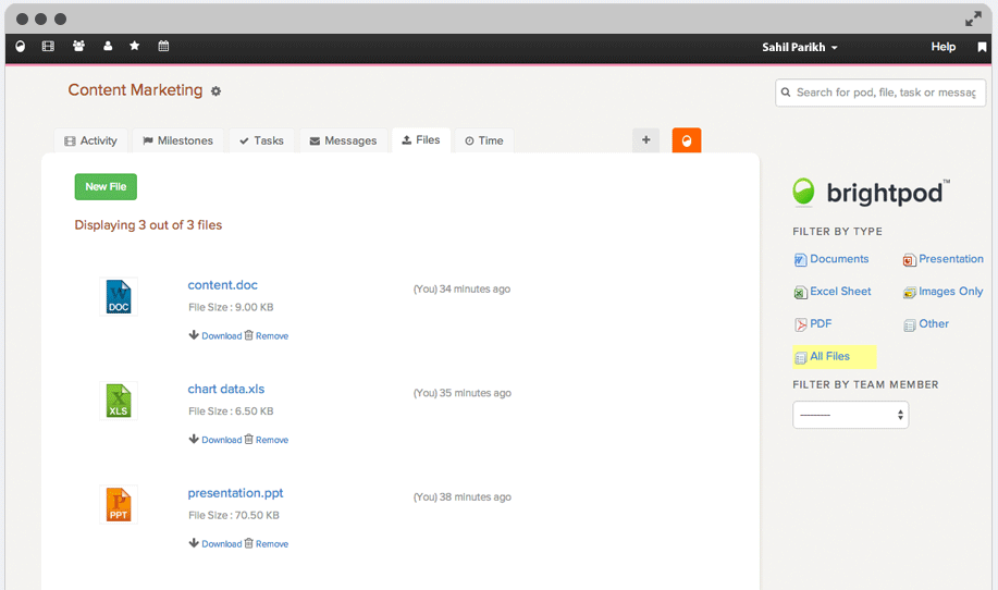 Upload project files in one place