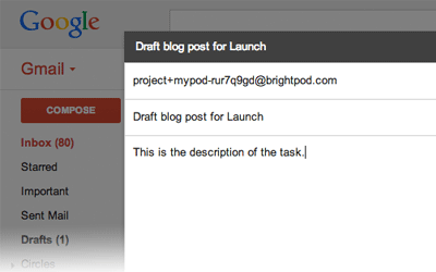 Adding tasks via email in Brightpod