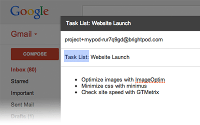 Adding multiple tasks via email in Brightpod