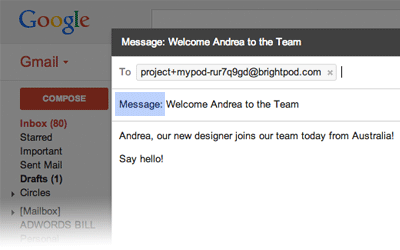 Adding messages via email in Brightpod