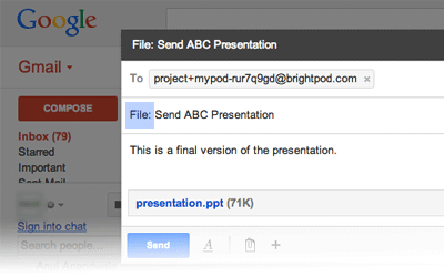 Adding files via email in Brightpod