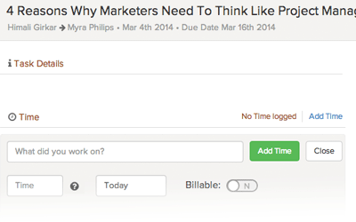 Add time to a task in Brightpod