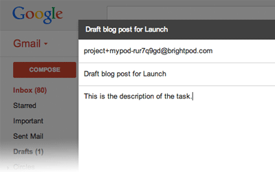 Add tasks via email in Brightpod