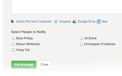 Attach files to messages in Brightpod