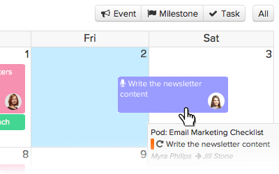 Drag and drop tasks and events in Brightpod