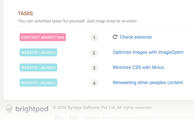 View All tasks in Brightpod