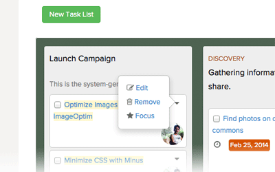 Focus a task in Brightpod