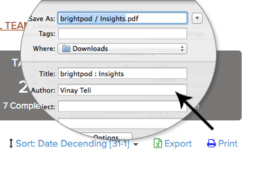 Exoprt insights & reports to PDF in Brightpod