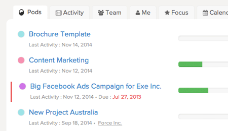 At a glance marketing projects