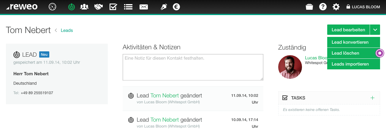 Leads löschen von Detailseite