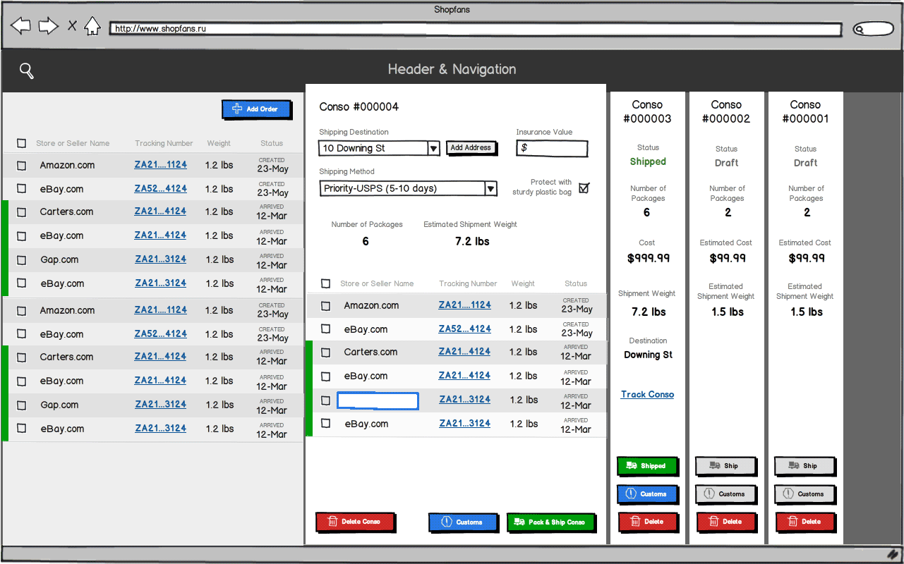 Alternative Concept Shopfans Desktop Web App Wireframe