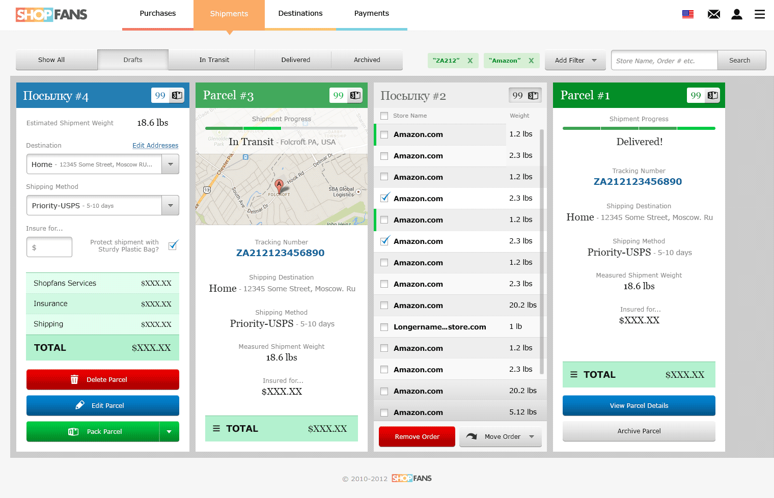 Shipments Page Shopfans Desktop Web App