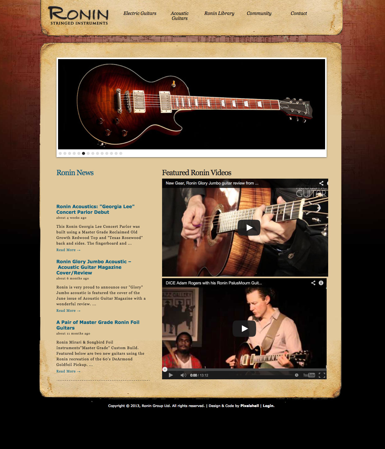 Ronin Guitars Home Page Design