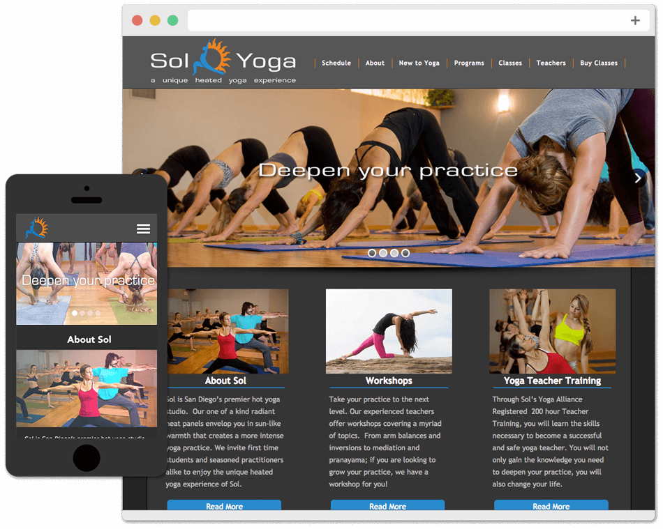 sol yoga la jolla web design