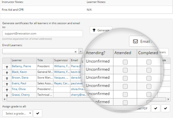 Instructor-Led Attendance Confirmation - SmarterU LMS - Blended Learning Instructor-Led Attendance Confirmation - SmarterU LMS - Blended Learning