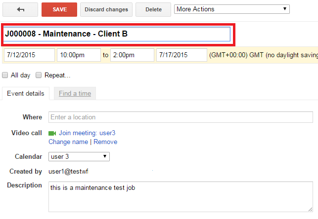 Google Calendar event name
