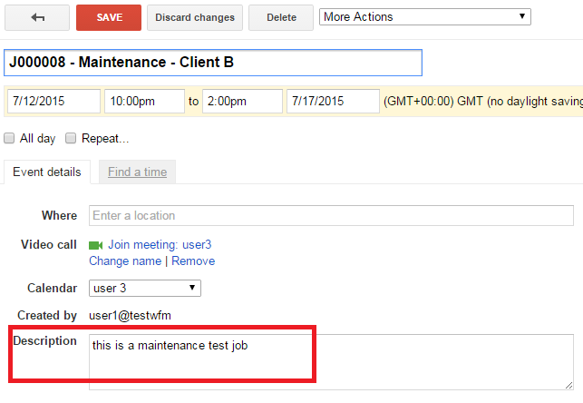 Google Calendar description