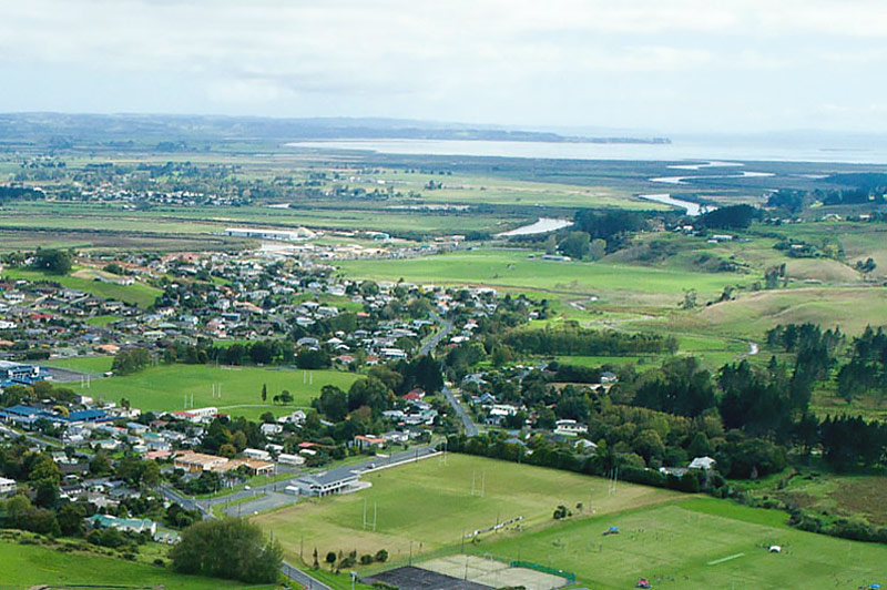 An aerial view of the outlook from Parkview Helensville