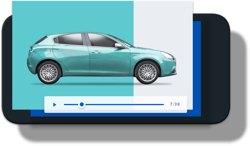 Photo of smartphone with a video of a car playing in Box