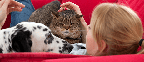 Woman enjoying pets thanks to allergy relief